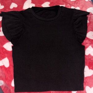 Black Ruffled Sleeve Kids Top